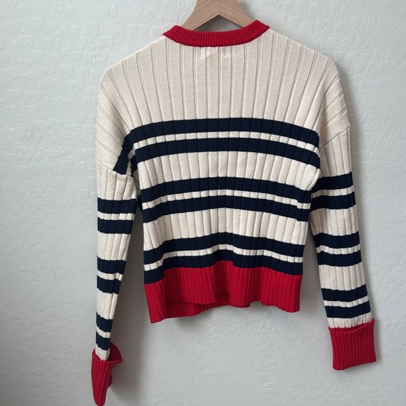 Maeve Rib Crew Compact Pullover Striped Sweater Size Small - Picture 8 of 8